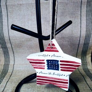 HANDCRAFTED PATRIOTIC ORNAMENT/TIERED TRAY DECOR/4TH OF JULY/AMERICANA DECOR